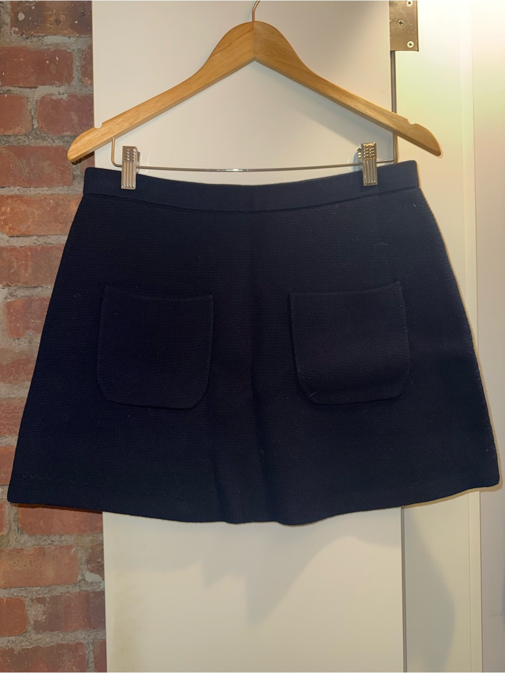 Arket Navy Knit skirt double pocket front - Size M
